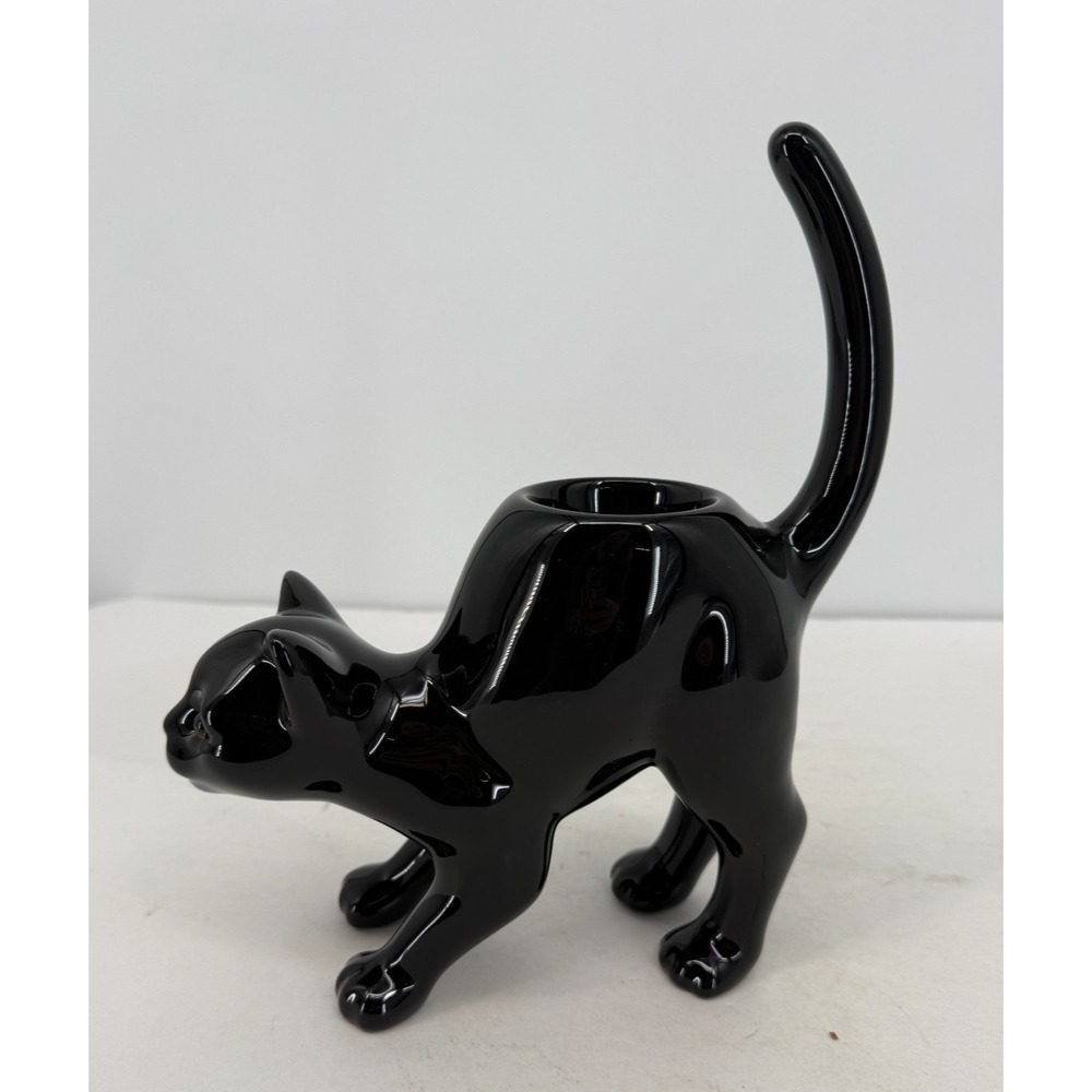 Party lite #9415 Black Cat Tea Light Votive Candle Holder Halloween Fall 9" Tall - Picture 2 of 5